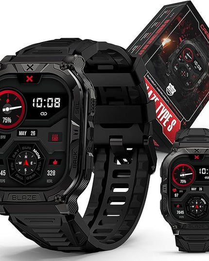 CARBINOX Blaze Smart Watch with GPS – Rugged Fitness Trackers, IP69K Waterproof, 170+ Sports Modes, Gorilla Glass, Make/Receive Calls, Step Counter Watch, Android & iOS Compatible