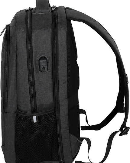 Lenovo B325 Laptop Backpack 35L – Anti-Theft, Water-Resistant, USB Charging Port, Fits 16-Inch Laptops, 2 Compartments, Luggage Strap, Travel Backpack for Work, School, Men & Women, Black