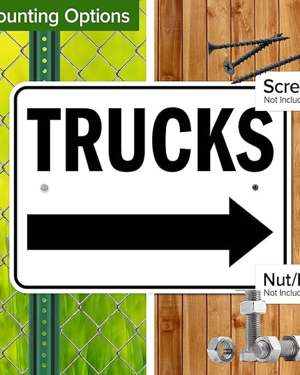 Trucks Right Sign, 18x24 Inches, Rust Free .063 Aluminum, Fade Resistant, Made in USA by My Sign Center