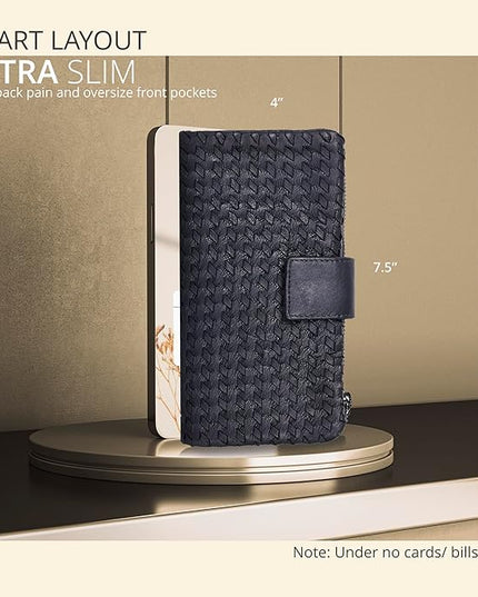 Real Leather Women Wallet Leather with RFID Blocking -Trifold Card Holder Designer Ladies Clutch with ID Window Wallets