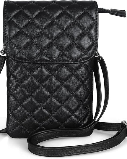 befen Genuine Leather Small Crossbody Bags for Women Cell Phone Bag Cross Body Purses,Silver Zipper