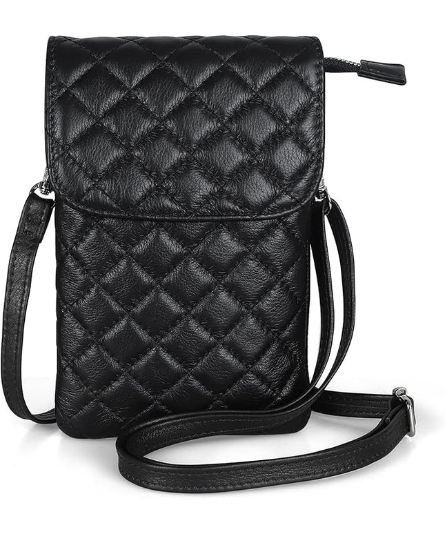befen Genuine Leather Small Crossbody Bags for Women Cell Phone Bag Cross Body Purses,Silver Zipper