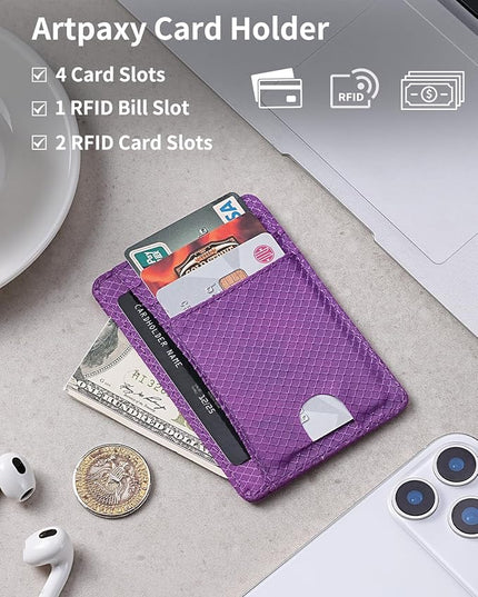 Artpaxy Slim Wallet for Men & Women, Minimalist Front Pocket Card Holder for Travel, RFID Blocking, Water Resistant Nylon Wallet for ID & Cash & Credit Card