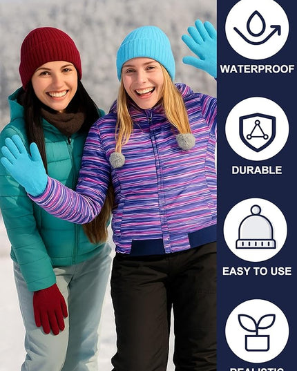 Chicingyou Winter Hats and Gloves Beanies Set Bulk Adults Women Men Unisex Knit Beanie Thermal Gloves for Homeless Gifts