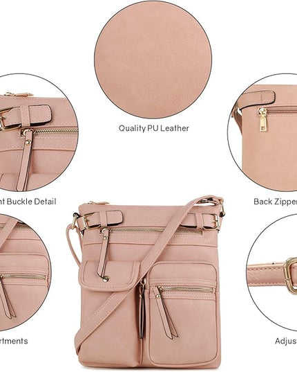 SG SUGU Katie Lightweight Medium Crossbody Bag Shoulder Bag with Multi Pocket for Women