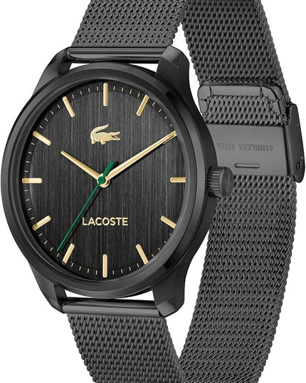Lacoste Lisbon Men’s Quartz Watch - Three-Hand Sunray Dial with Stick Indexes, Polished Case, Crocodile Logo - Modern, Classic Timepiece - Gift for Him 42mm