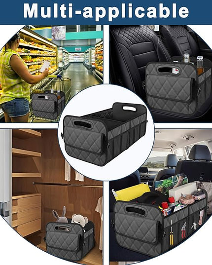 Deosk Car Trunk Organizer for SUV, Car Organizers and Storage with 6 Pocket, Car Accessories for Women/Men 50L Waterproof Polyester Trunk Organizer(Medium,Charcoal)
