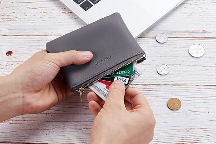 Chelmon Vegan Leather Coin Purse Pouch Change Purse With Zipper For Men Women