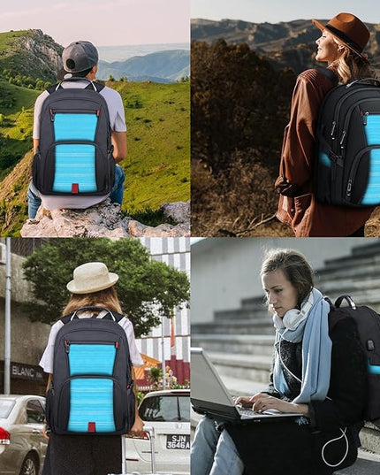 Extra Large Backpack, Travel Backpack, Sturdy TSA Water Resistant 17.3 Inch Carry on Backpacks with USB Port, Anti Theft Business Computer Backpacks Gifts for Men Women, Lake Blue