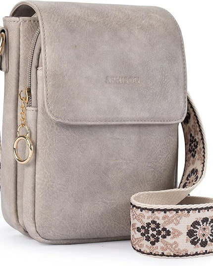APHISON Small Crossbody Bags for Women Trendy, Leather Phone Wallet Purses Handbags Card Slots with Adjustable Guitar Strap