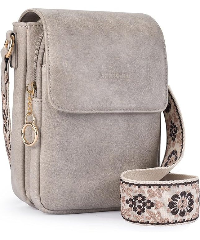 APHISON Small Crossbody Bags for Women Trendy, Leather Phone Wallet Purses Handbags Card Slots with Adjustable Guitar Strap