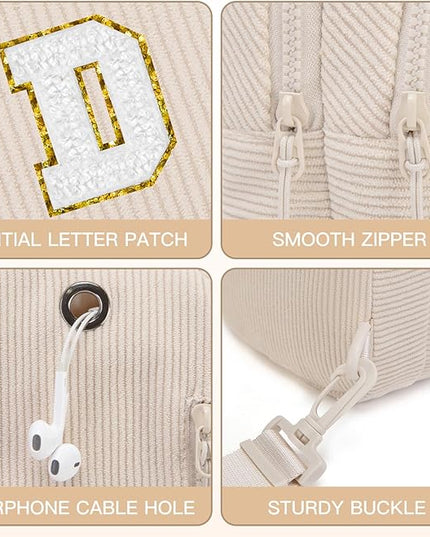 Viverte Small Corduroy Sling Bag Initial Crossbody Bag Fanny Pack for Girls Personalized Birthday Gifts for Teen Girls Gifts