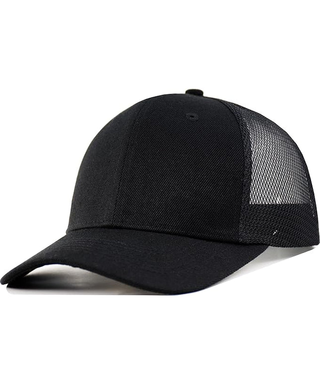Mesh Snapback Hat (M/L/XL/XXL) - Blank Structured Men's Trucker Hats-Baseball Caps - Adjustable Ball Cap