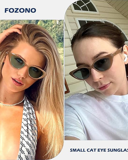 Retro Vintage Narrow Cat Eye Sunglasses for Women 90s Small Chic Style Trendy Sunnies UV400 Protection FZN7514
