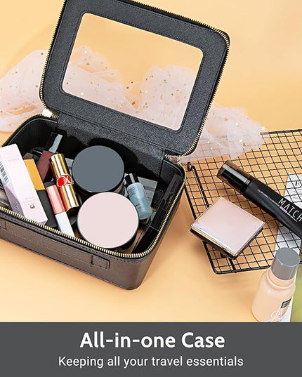 Aveniee Clear Makeup Bag Set (2-Piece Mini & Midi) - Travel Toiletry Organizer for Women, Waterproof Cosmetic Pouch & Car Accessory for Travel Size Toiletries, Black