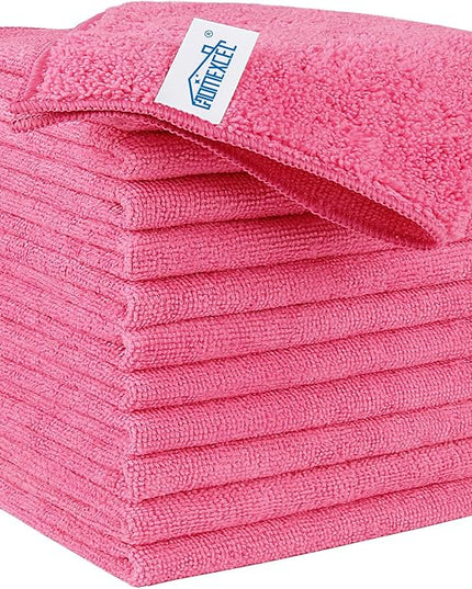 HOMEXCEL Pink Microfiber Cleaning Cloth, 12 Pack Premium Microfiber Towels for Cars, Lint Free, Scratch-Free, Highly Absorbent, Reusable Cleaning Rags for Car, Household, Kitchen, Window, 11.5"X11.5"