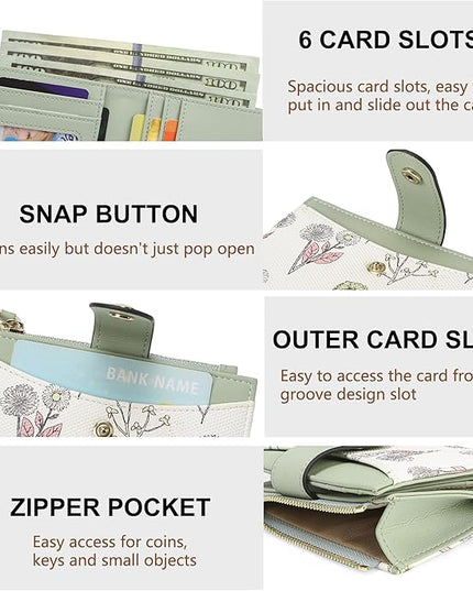 yiijay Small Wallet for Women RFID Blocking Tassle Bifold Slim Thin Leather Wallet Credit Card Holder Wallet Ladies Mini Wallet with Widened Zipper Pocket