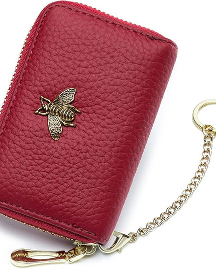 imeetu RFID Credit Card Holder, Small Leather Zipper Card Case Wallet for Women
