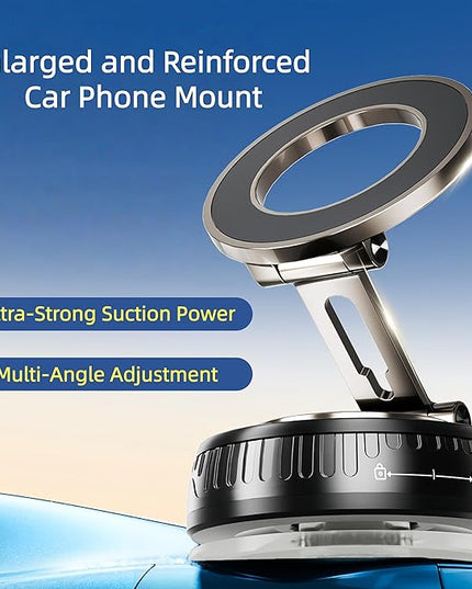 2026 Upgraded Magnetic Car Phone Mount for MagSafe: 360° Rotatable Adjustable Holder with 180+LBS Strong Suction Cup & 3800gf Magnet, Compatible with iPhone 17/16/15 Series & Android Devices