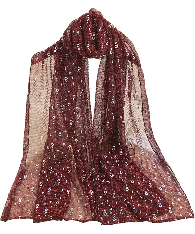 Floerns Women's Sequin Bandana Square Scarf Silk Scarves Mesh Shawl and Wrap for Evening Dresses