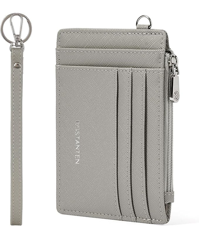 BOSTANTEN Small Wallet For Women RFID Leather Credit Card Holder Slim Wristlet Keychain Wallet With Zipper Pocket