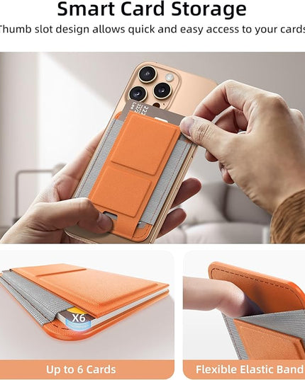 Magsafe Wallet with Angle Adjustable Stand, Magnetic Card Holder for iPhone 16/15/14/13/12 Series (Not for iPhone Mini), 1 Slot, 6 Cards, Cantaloupe