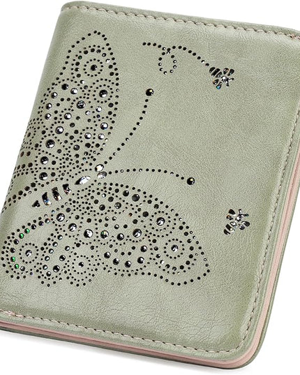 KITEVIUN Small RFID Wallet Women Ultra Thin Slim Womens Wallet Mini Compact Bifold Pocket Ladies Wallets for Women GREEN