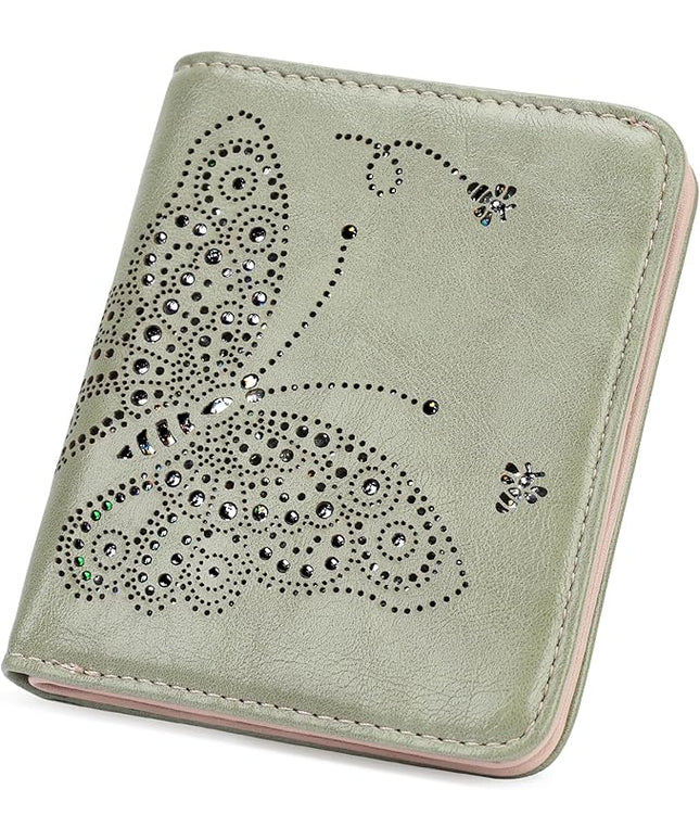 KITEVIUN Small RFID Wallet Women Ultra Thin Slim Womens Wallet Mini Compact Bifold Pocket Ladies Wallets for Women GREEN