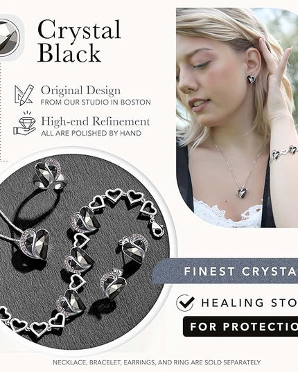 Leafael Infinity Love Heart Link Bracelets, Birthstone or Healing Stone Crystal Bracelet for Women, Silver Tone Jewelry Gifts for Her, 7-inch Chain and 2-inch Extender