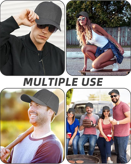 Handepo 24 Pcs Blank Baseball Cap Adjustable Back Strap Plain Blank Camouflage Hat Unisex Baseball Cap for Trucker Men Women
