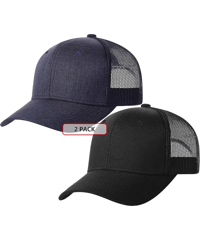 TSSGBL 2 Pack Snapback Trucker Baseball Hats Mesh Back Adjustable Blank Ball Caps for Men Women