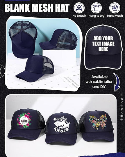 10 Pcs Sublimation Blank Trucker Hats Bulk Mesh Baseball Cap Polyester Mesh Trucker Hat for Men and Women