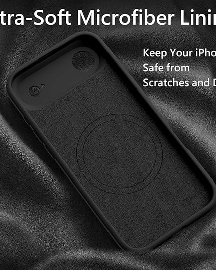 FireNova Magnetic for iPhone Air Case, Compatible with MagSafe, [Integrated Silicone Camera Control Button] [Camera Protection] Microfiber Lining Phone Case for iPhone 17 Air, 6.5", Black