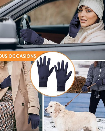 Cold Weather Womens Gloves, Winter Gloves for Women Thermal Warm Fleece Lined, Touchscreen Gloves for Christmas Gifts