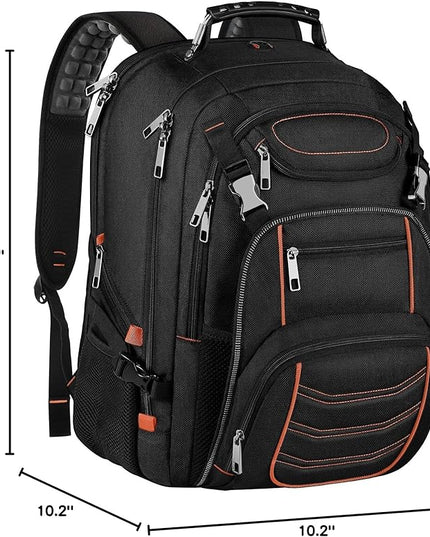 18.4 inch Laptop Backpack, Extra Large Travel Laptop Backpack with USB Charging Port, Big Capacity TSA Friendly RFID Anti Theft Pocket Heavy Duty Computer Bag for Men Women,21.2*15.5*11.5 inch Orange