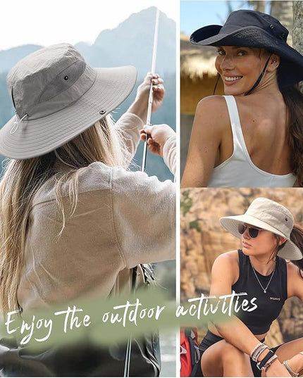 FURTALK Womens Sun Hat with Ponytail Hole Beach Hiking Summer Wide Brim UPF 80+ Outdoor Protection Foldable Bucket Hat