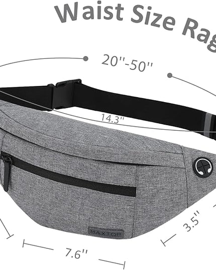 MAXTOP Large Crossbody Fanny Pack with 4-Zipper Pockets,Gifts for Enjoy Sports Festival Workout Traveling Running Casual Hands-Free Wallets Waist Pack Phone Bag Carrying All Phones