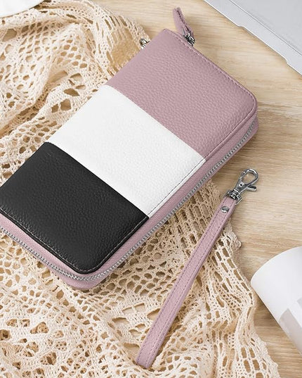Moflycom Womens Wallet RFID Blocking Genuine Leather Multi Credit Card Large Capacity Zip Around Clutch Travel Purse Wristlet