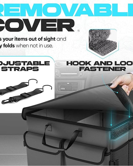 FORTEM Trunk Organizer For SUV Car Trunk Organizer, Foldable Storage, Car Accessories for Women Men, Collapsible Bag, Perfect Christmas Gifts, 600D Oxford, Non Slip Bottom, Straps, Soft Cover (85L)