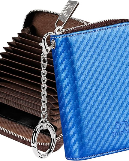 FurArt Zipper Wallet Women, RFID Blocking Credit Card Wallet, Business Card Holder, Compact Size KeyChain Wallet
