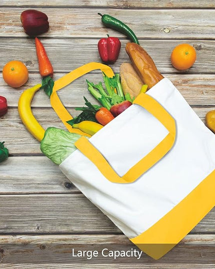 TOPDesign 3-Pack Super Strong Large 12oz Cotton Canvas Tote Bags, Reusable Grocery Shopping Cloth Bags, Fashionable Two-Tone Totes for Crafts, DIY Your Creative Designs