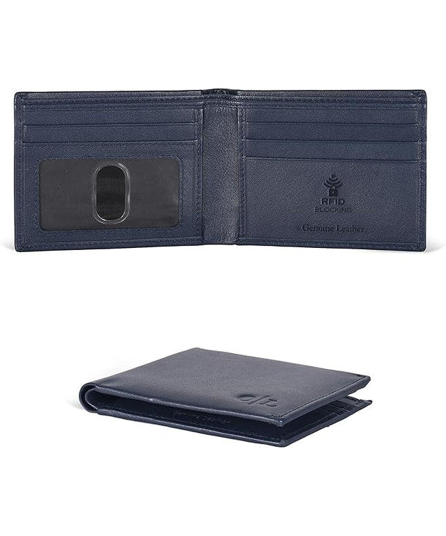 Oak Leathers Slim Leather Wallet for Men - RFID Blocking Slim Minimalist Front Pocket - Thin & Stylish with ID Window, Gift For Men (Orion Blue)