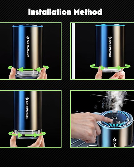 Smart Car Air Freshener - Automatic Essential Oils Aroma Diffuser - Rechargeable Auto On/Off Fragrance Fresheners with Starry Lights Projector - 3 Adjustable Mode Scent Purifier with 50mL Perfume
