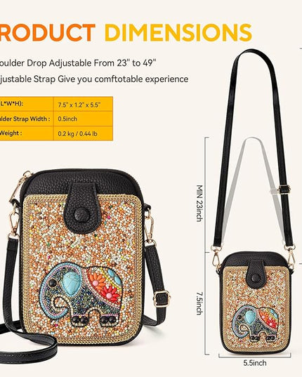 Women's Small Crossbody Cell Phone Bag, Boho Colorful Beaded Purse Wallet with Handmade Cute Patterns