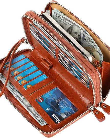 Lavemi Small Compact Women Wallet RFID Blocking Genuine Leather Bifold Purse with ID Windows
