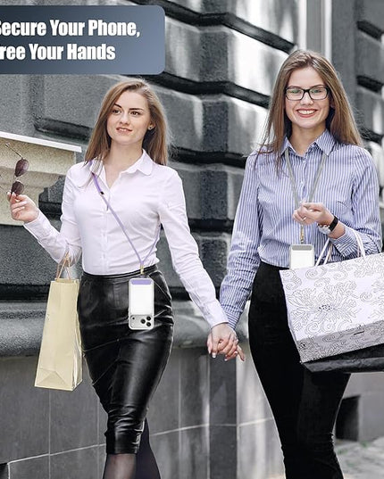 Dadanism Phone Lanyard 2 Pack, 2x Adjustable Crossbody Phone Strap, 2x Tether Tab, Anti-theft Universal Cellphone Multifuctional Patch Lanyards for iPhone & Most Smartphones, Silver Grey + Purple