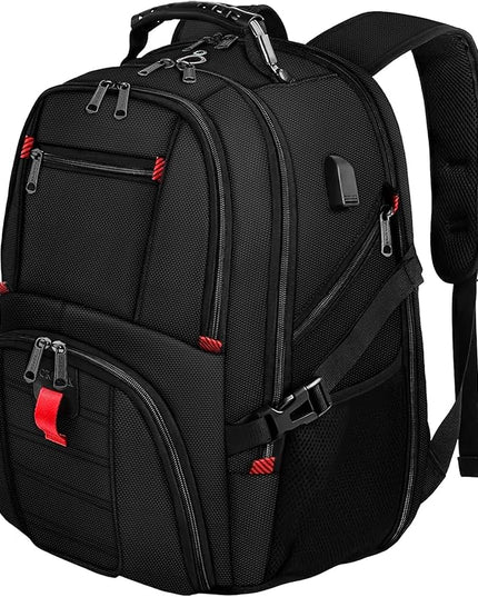 YOREPEK Travel Backpack, 15.6 Inch Laptop Backpacks for Men Women, Water Resistant College Backpack Airline Approved Business Work Bag with USB Charging Port Fits 15.6 Inch Computers, Black