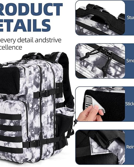 gracedon Tactical Backpack - Military Molle Bag 3 Days Pack for men and Women Large Assault Rucksack 45L (Black)