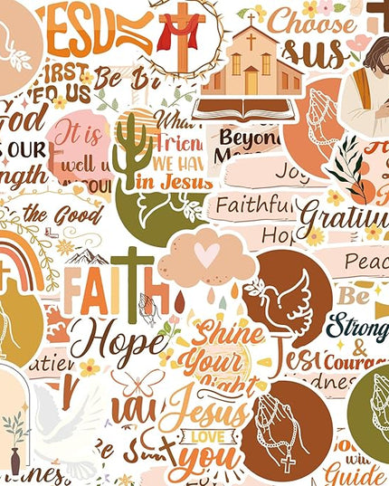 Christian Vision Board Stickers - 50Pcs Boho Christian Stickers for Journaling, Bible Verse Christ Planners Stickers, Aesthetic Faith Jesus Decals for Prayer Board, Scrapbook