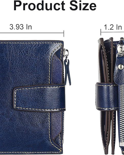 Lavemi Small Compact Women Wallet RFID Blocking Genuine Leather Bifold Purse with ID Windows